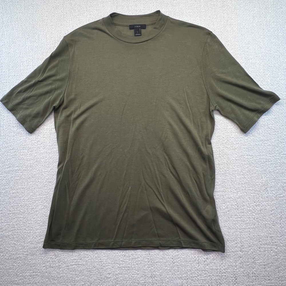 J.Crew Mens Short Sleeve Mock Neck T-Shirt Olive Green Casual Comfy Stylish